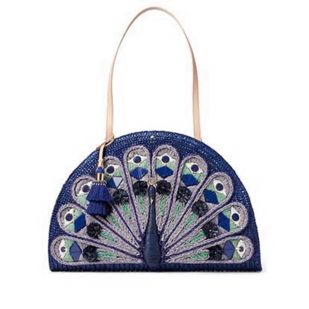 kate spade Navy & Green Peacock Beaded Shoulder Bag